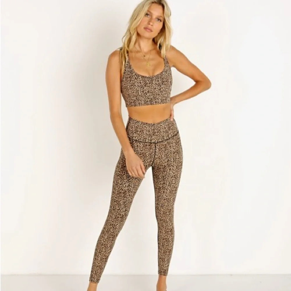 Varley Leopard Print High-Waist Leggings in Brown & Black